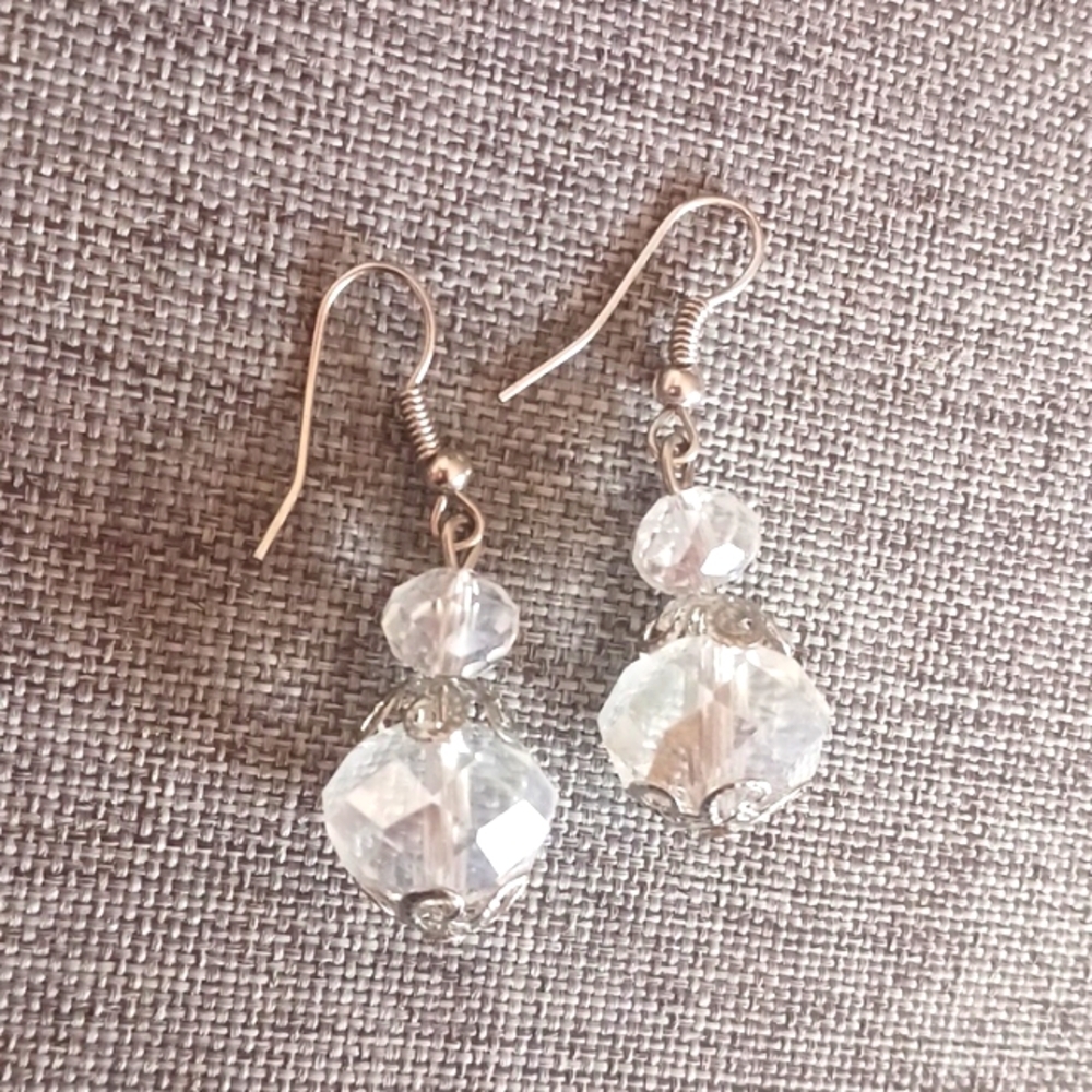 Acrylic AB Lustre Clear Crystal Earrings - Pre-loved